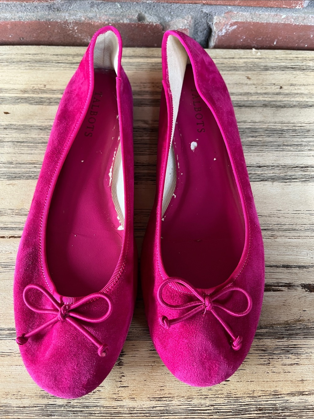 Talbots Fuchsia Suede Bow Ballet Flats